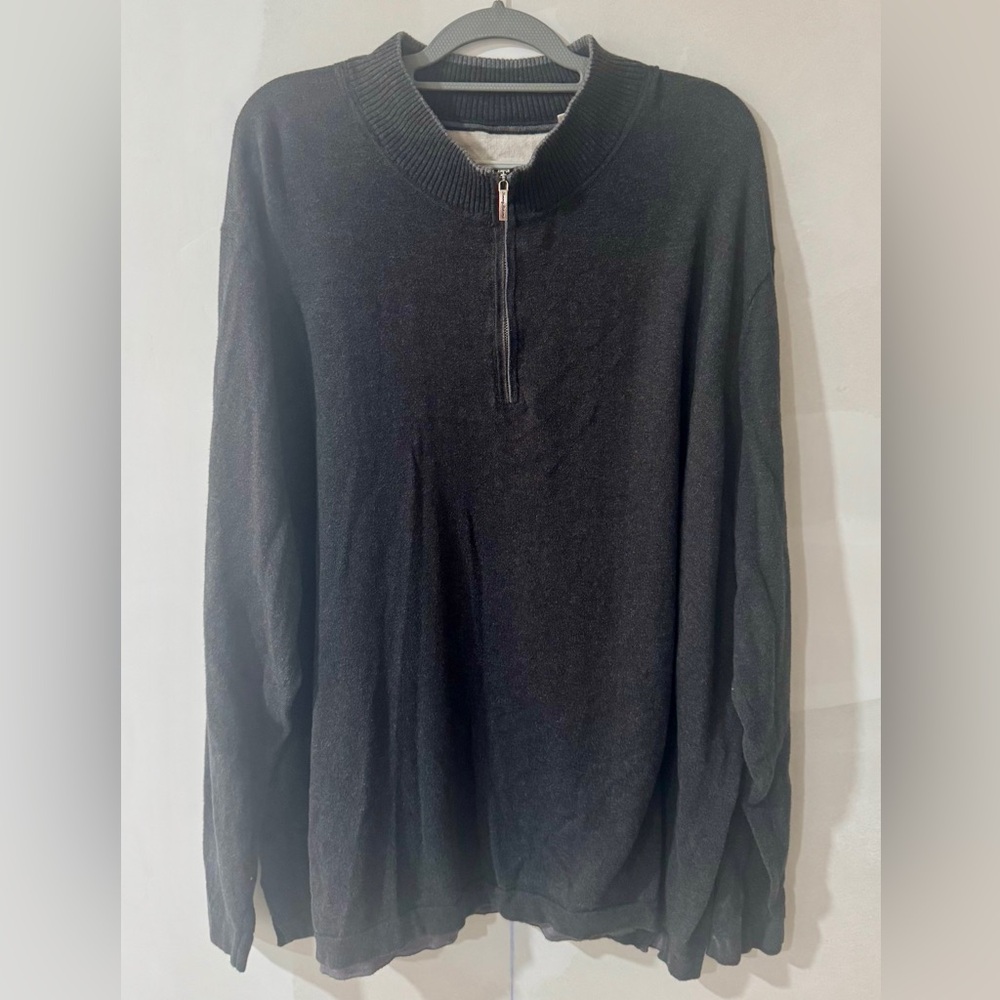 Tommy Bahama Sweater Adult 3XB Gray Cashmere Sweatshirt Quarter Zip Casual Men's
